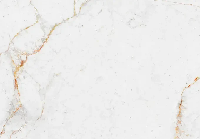 White porcelain and sintered stone surface with gold veining
