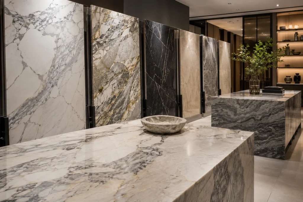 Natural Stone Materials Guide: Marble, Quartzite, Granite, Limestone, Travertine and Premium Stone Slabs